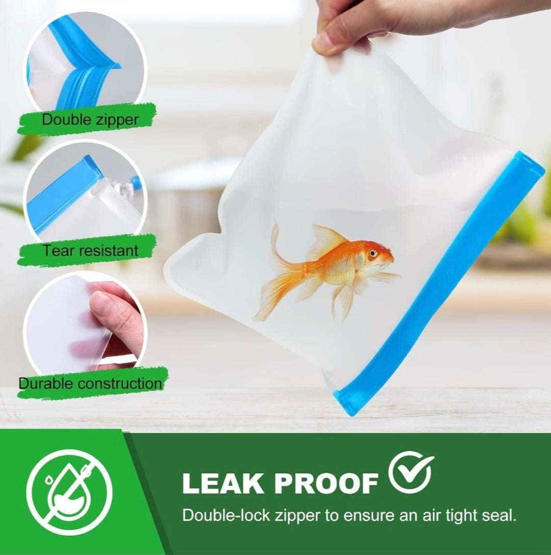 10 Pack Reusable Food Storage Silicone Bags, 3 Large Food Storage Bags Gallon 