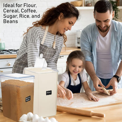 Extra Large Airtight Food Storage Containers + 2 PC [6.5L / 220 Oz] Large Flour Sugar Storage Containers - BPA Free Plastic Containers for Kitchen Essentials