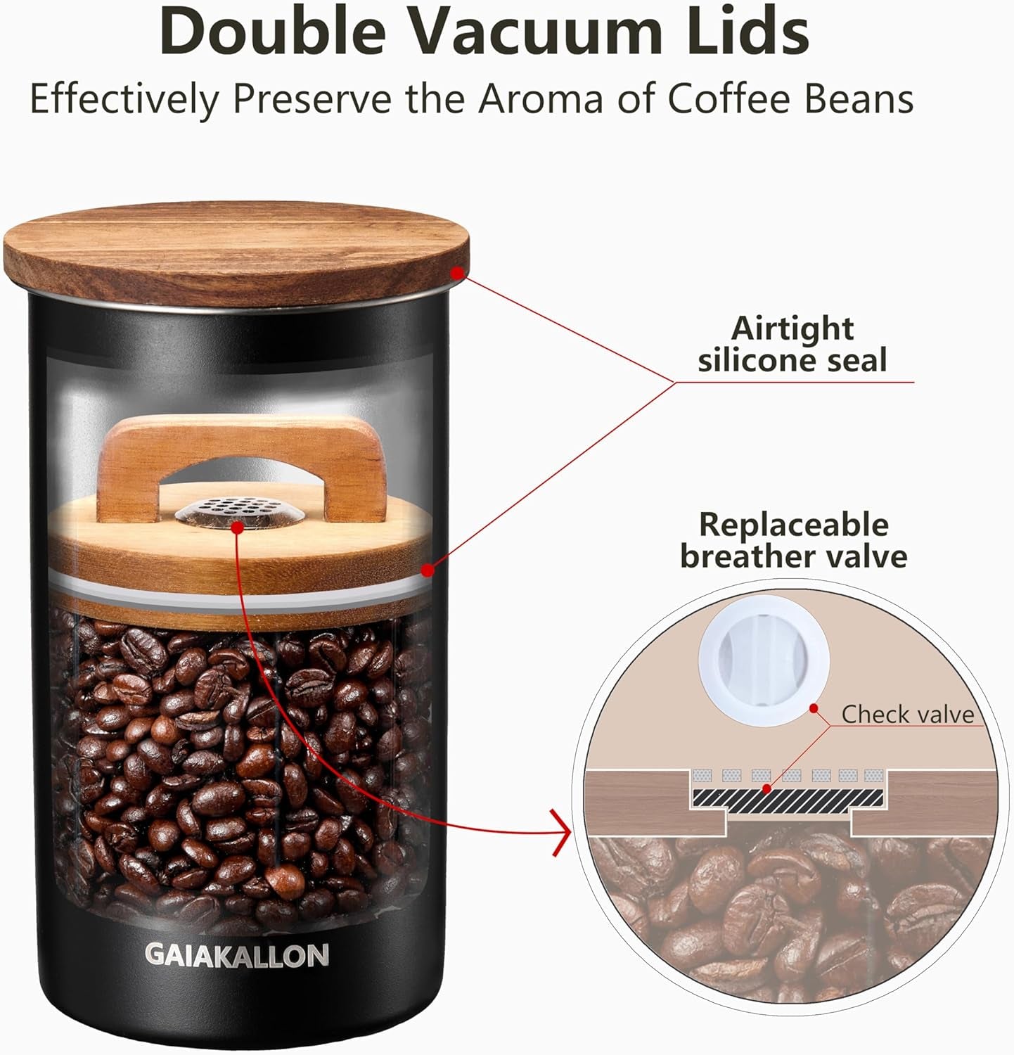 Stainless Steel Airtight Coffee,Vacuum Coffee Canister,for 12Oz, 34 Fl.Oz