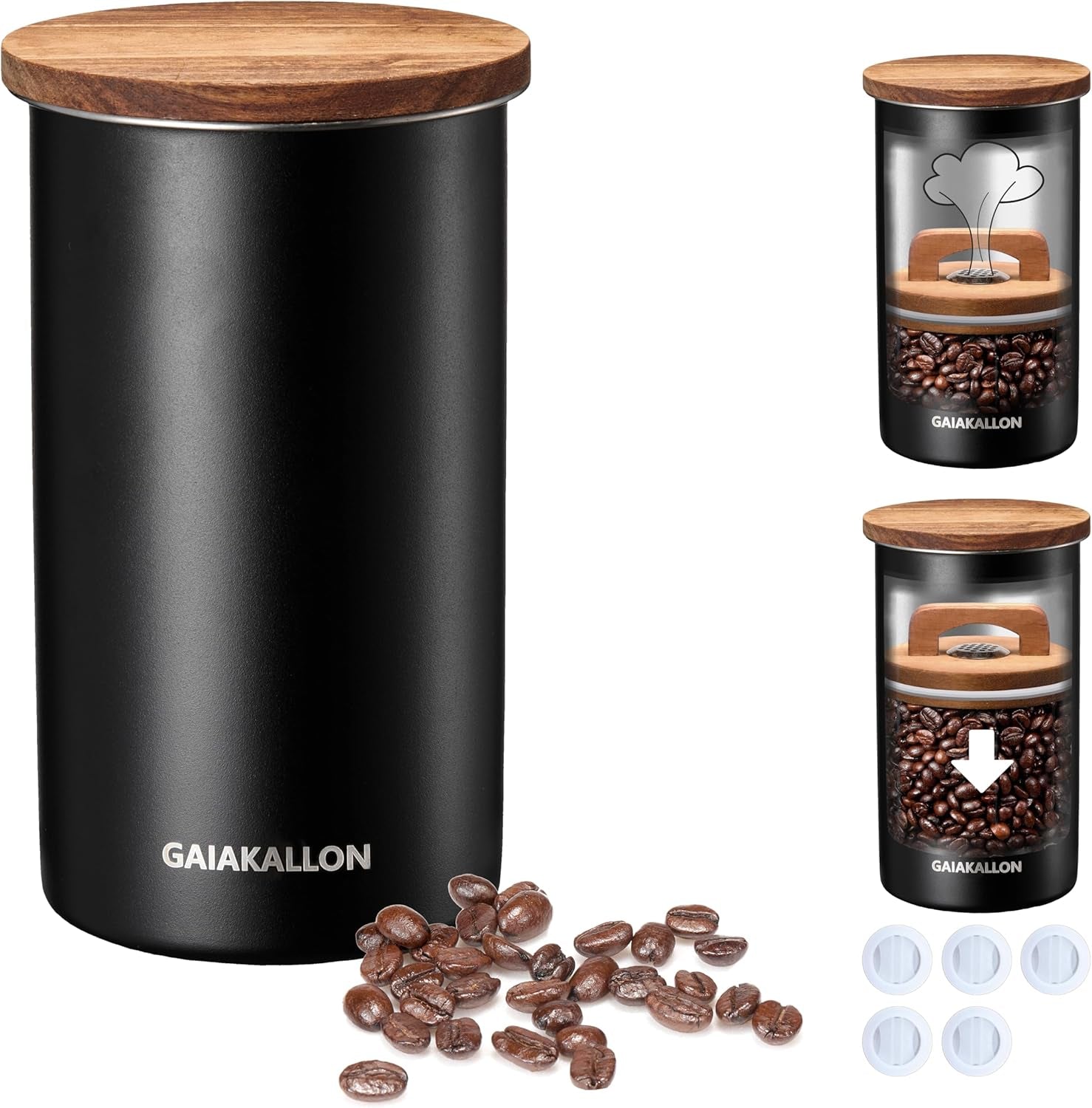 Stainless Steel Airtight Coffee,Vacuum Coffee Canister,for 12Oz, 34 Fl.Oz