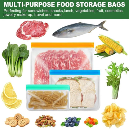 10 Pack Reusable Food Storage Silicone Bags, 3 Large Food Storage Bags Gallon 