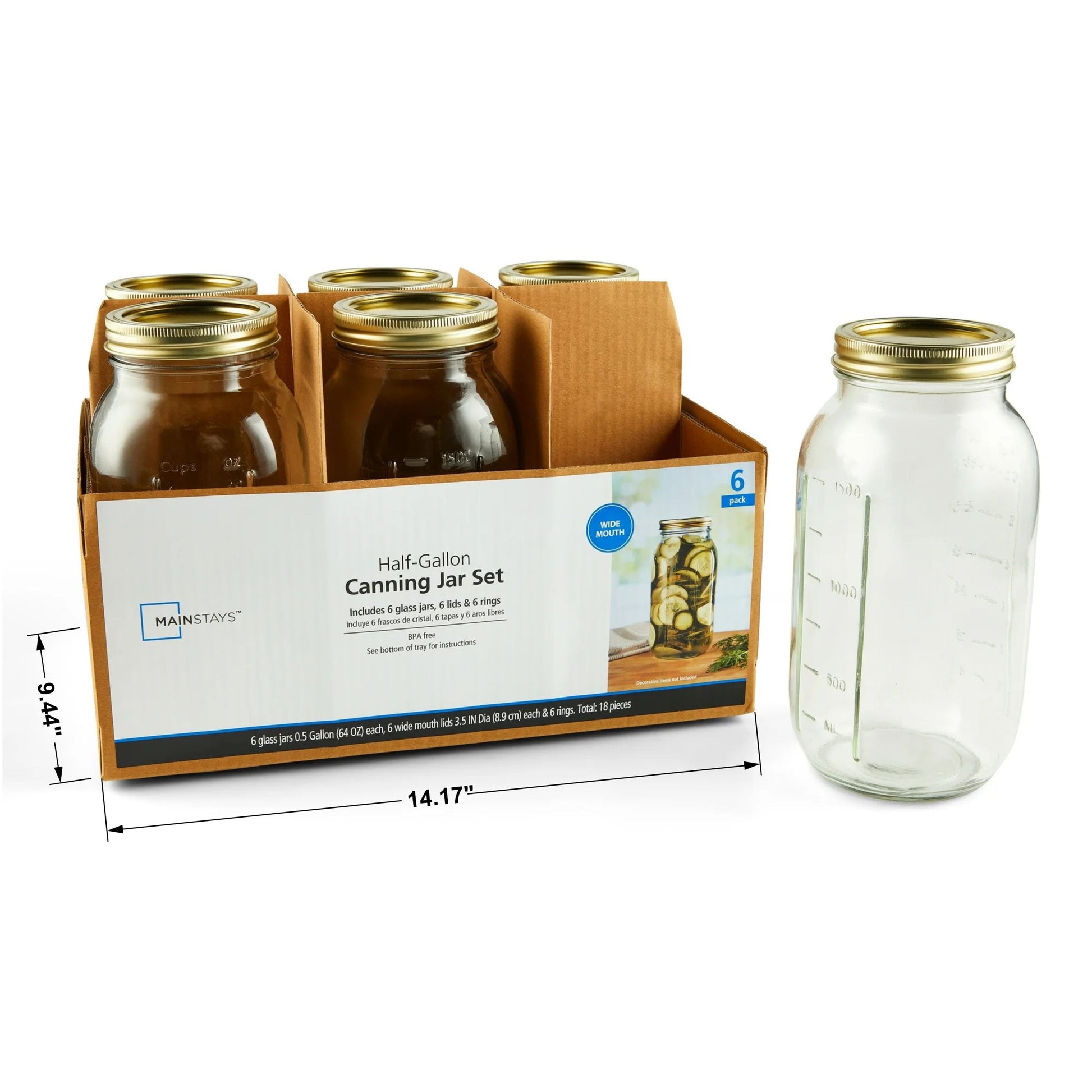 6-Pack Extra Large Glass Jars for Home Canning and Pantry Storage