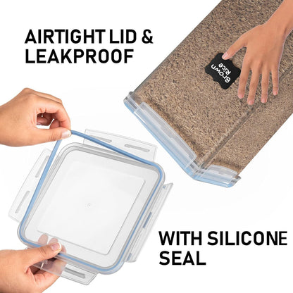 Extra Large Airtight Food Storage Containers + 2 PC [6.5L / 220 Oz] Large Flour Sugar Storage Containers - BPA Free Plastic Containers for Kitchen Essentials